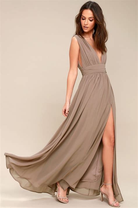 Heavenly Hues Taupe Maxi Dress Taupe Maxi Dress Beige Bridesmaid Dress Maxi Gown Dress