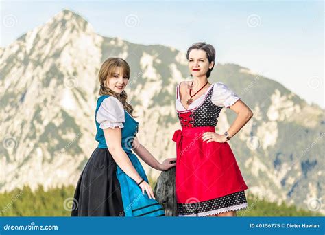 Two Beautiful Woman In The Alps Stock Image Image Of Fashioned