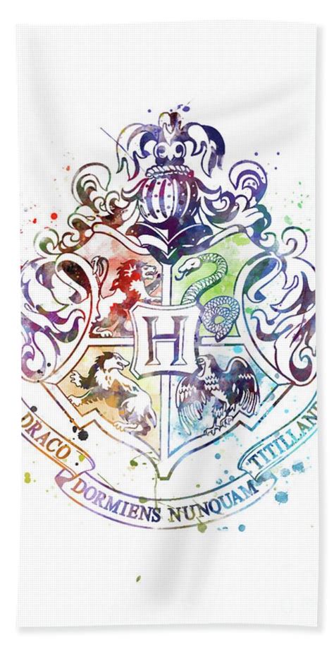 Harry Potter Bath Towel Featuring The Mixed Media Hogwarts Crest