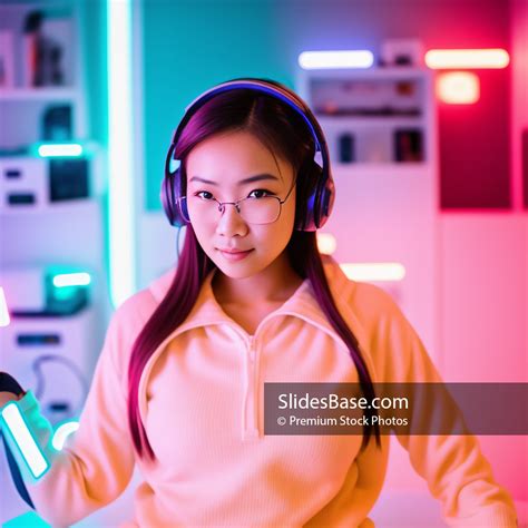 Cute Geek Asian Live Streaming Gaming Girl Slidesbase