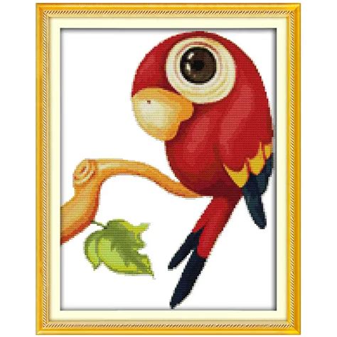 Parrot Pattern Counted Cross Stitch 11ct Printed 14ct Handmade Cross