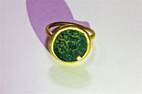 Coin Ring 18k Gold Ring Ancient Bar Kochva Jewish Coin Ring Etsy