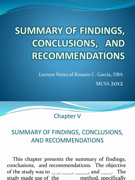 Summary of Findings, Conclusions, and Recommendations | Qualitative ...