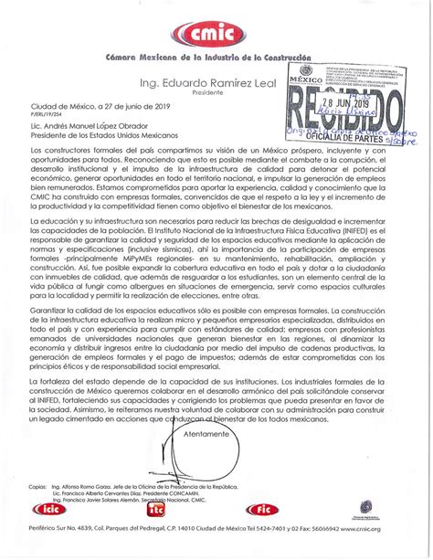 Carta Solicitud al Presidente Andrés Manuel López Obrador de parte