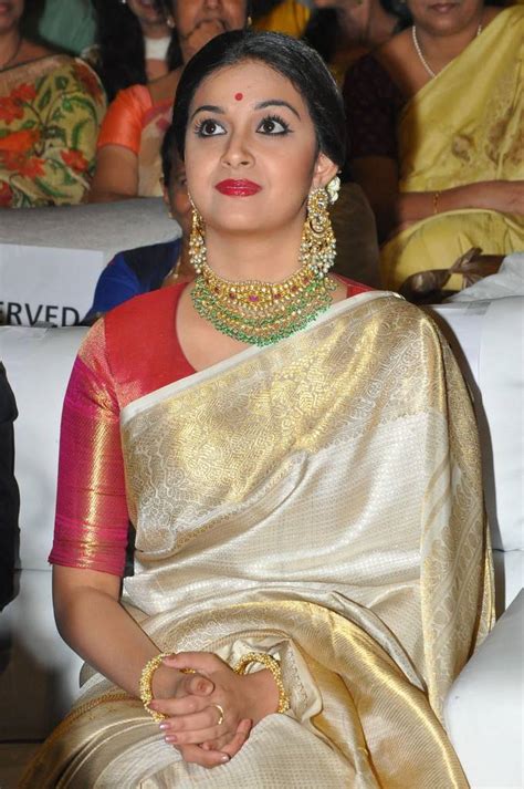 North Indian Model Keerthy Suresh In White Saree At Telugu Movie Audio