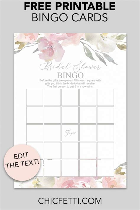Printable Blank Bridal Shower Bingo Cards Printable Card Free