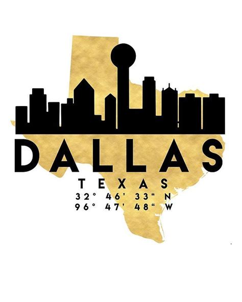 Dallas Map Dallas Skyline Dallas Texas Texas Silhouette Skyline