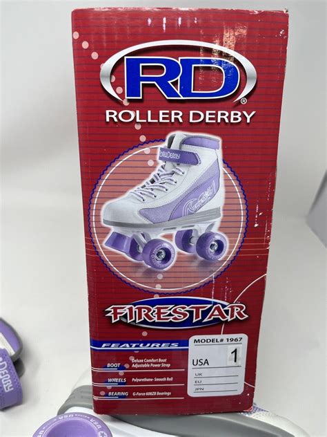 Roller Derby Firestar Youth Girls Quad Roller Skates Purple White Size