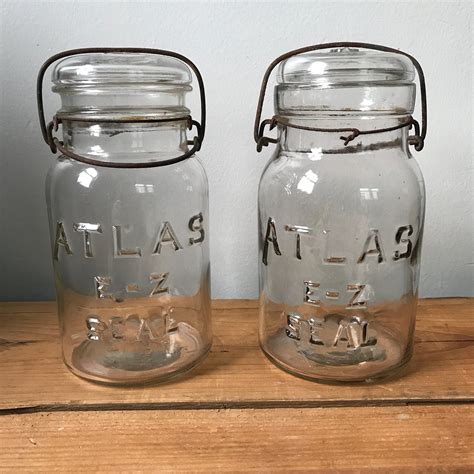 Vintage Atlas E Z Seal Quart Canning Jars Set Of