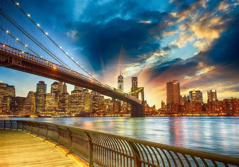 New York City Brooklyn Bridge Backdrop Manhattan Skyline Manhattan New