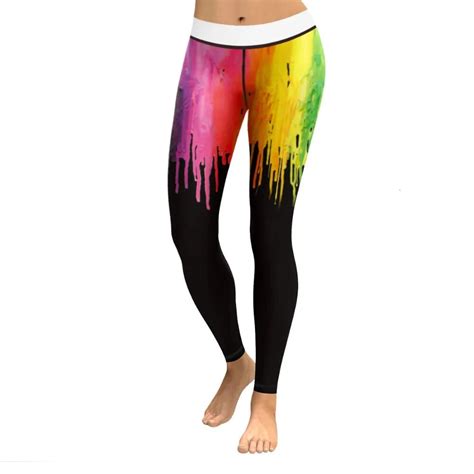 Women Yoga Pants Fitness Sweatpants Skinny Sport Legging Rainbow Paint