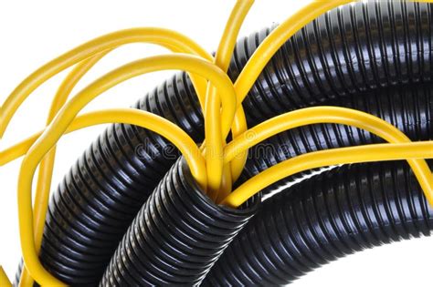 Corrugated Pipe With Cables Stock Image Image Of Background