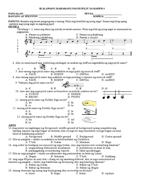 Mapeh 4 2nd Periodical Test