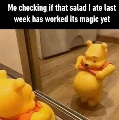 Me Checking If That Salad I Ate Last Week Has Worked Its Magic Yet Funny