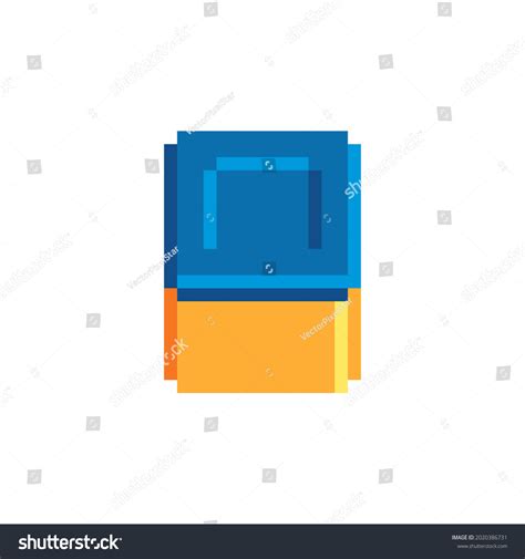 Blue Cuboid Parallelepiped Pixel Art Icon เวกเตอร์สต็อก ปลอดค่า