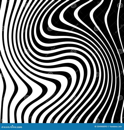 Abstract Pattern Of Wavy Stripes Or Rippled 3d Relief Black And White