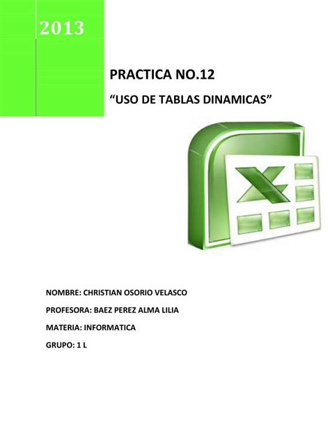 PDF Reporte De Practica 12 Uso De Tablas Dinamicas DOKUMEN TIPS
