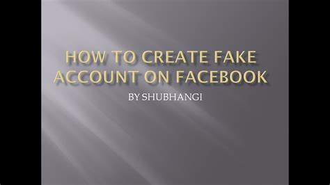 How To Create Fake Account On Facebook Youtube