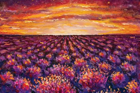 Sunset Over Lavender Field Canvas Art By Valery Rybakow Icanvas