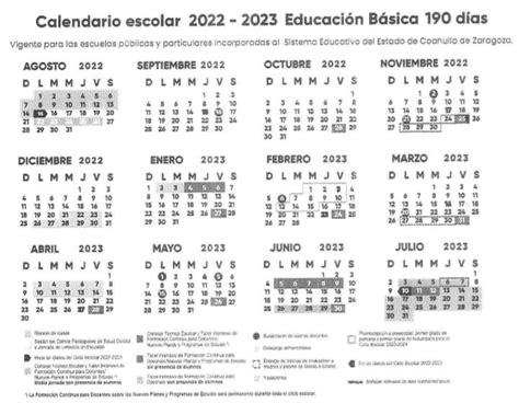 Calendario Escolar 2022 2023 Coahuila Imagesee