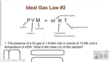 Select the variable to solve for: PVM mRT Ideal Gas law 2 - YouTube