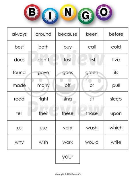 Sight Words Bingo Second Grade Madebyteachers
