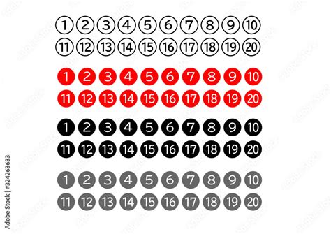 Numbers In Circles From 1 To 20 Stock Vector Adobe Stock