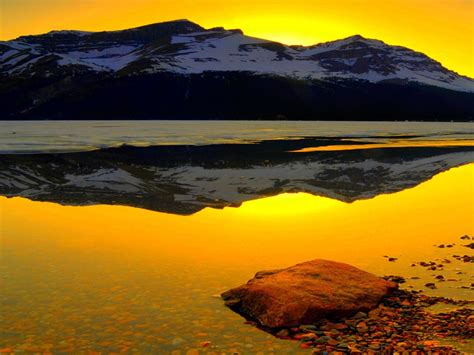 Mountain Lake At Sunset Hd Desktop Wallpaper Widescreen High