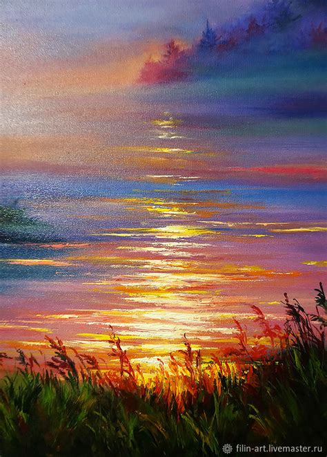 Landscape Oil Painting On Canvas Sunset In The Fog