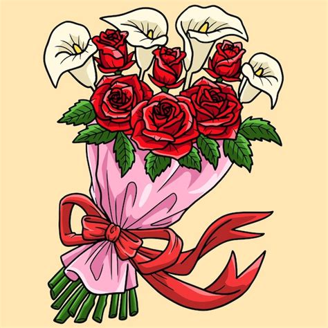 Premium Vector Flower Bouquet Colored Cartoon Illustration