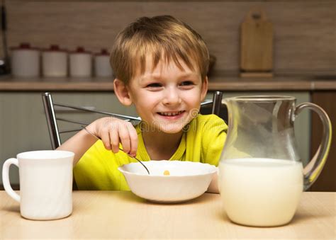 Boy Eating Breakfast Stock Photo Image Of Child Home 6782364