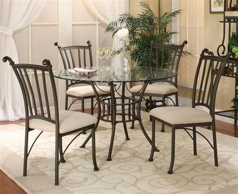 Cramco Inc Denali 5 Piece Round Glass Table With Chairs Royal Furniture Dining 5 Piece Set