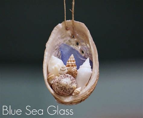 Blue Glass And Seashell Ornament Handmade On Mercari Seashell Ornaments Sea Glass Crafts