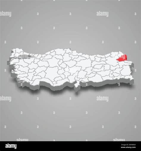 Kars Region Location Within Turkey 3d Isometric Map Stock Vector Image