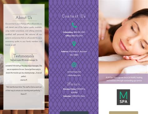 Spa Package Details Tri Fold Brochure Template