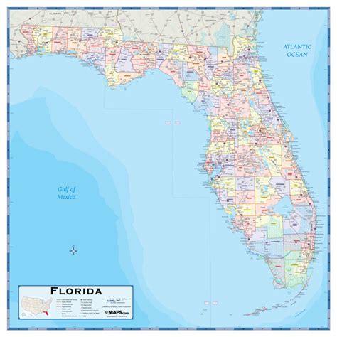 Florida County Wall Map
