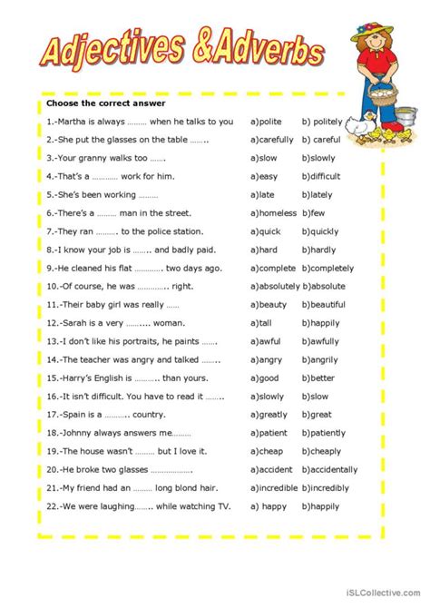 ADJECTIVES AND ADVERBS English ESL Worksheets Pdf Doc