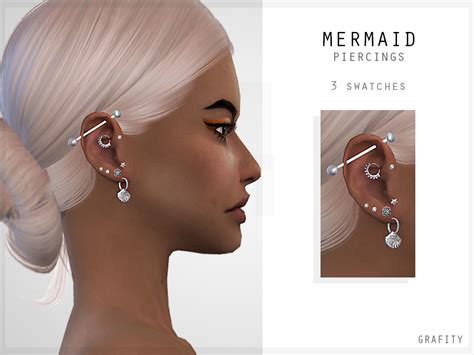 Grafity — Mermaid Piercings 3 Swatches Smooth Bone Sims 4