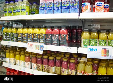 Juices And Smoothies On The Shelves Hi Res Stock Photography And Images Alamy