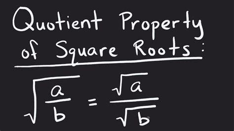 Quotient Property Of Square Roots Youtube