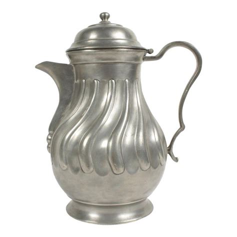 Vintage Belgian Pewter Pitcher With Hinged Lid Base Is Stamped 1956 Gf