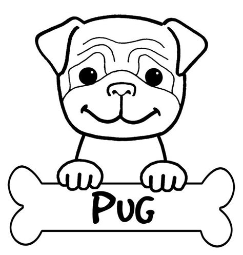 Pugs are so squishy and adorable, you cant not love them. Printable Pug Coloring Page | Puppy coloring pages, Dog ...