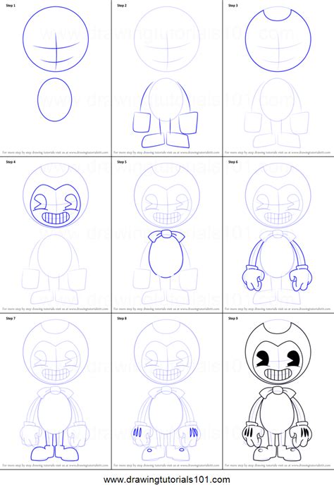 How To Draw Bendy From Bendy And The Ink Machine Printable Step By Step