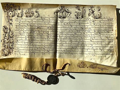 Papal Bull In Handwritten Parchment Of Pope Pius Vii With Lead Seal