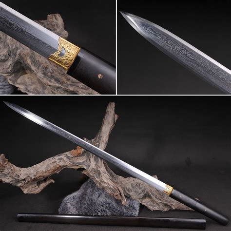 Chinese Tang Dynasty Sword Damascus Folded Steel Hand Made Straight