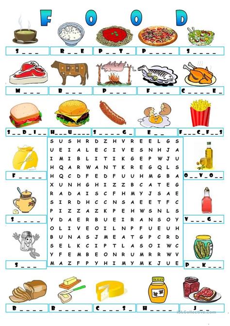 Food Wordsearch Worksheet Free Esl Printable Worksheets Made By