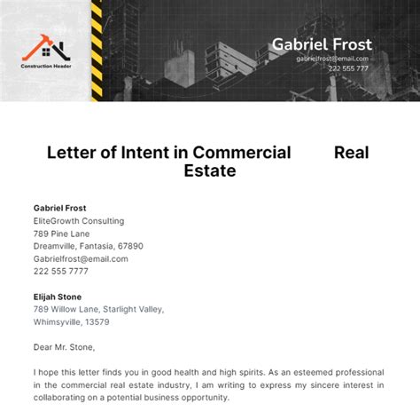 Letter Of Intent In Commercial Real Estate Template Edit Online