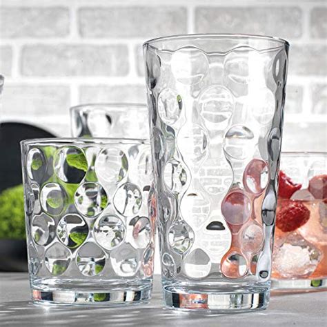 Attractive Durable Drinking Glasses Set Of 16 Clear Glass Cups 8