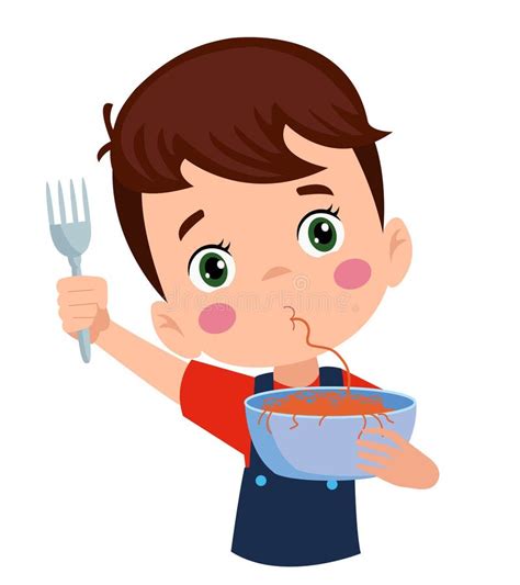 Cartoon Boy Eating Spaghetti Stock Illustrations 91 Cartoon Boy