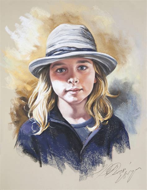 A Young Boy With His Favourite Hat Pastel Portrait Portrait